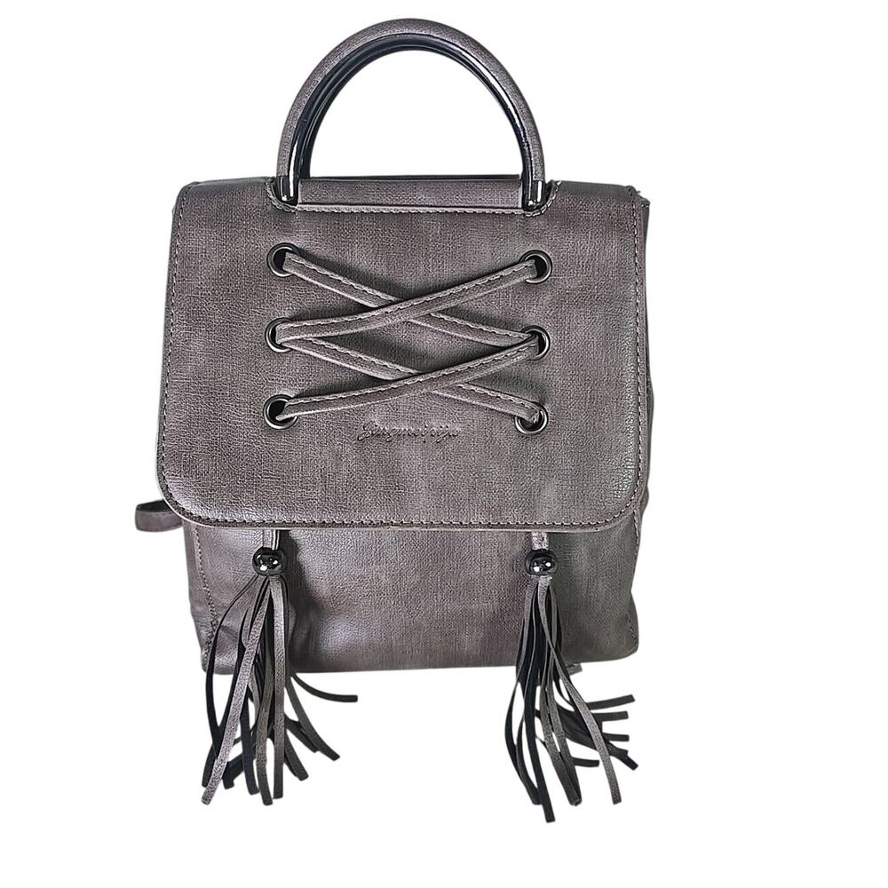 Faux Leather Backpack Taupe Tassles Western Whimsigoth Witchcore Indie